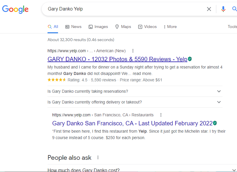 Recherche Gary Danko Yelp